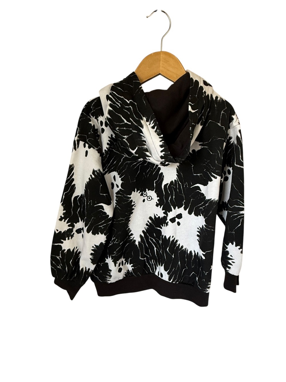 H&M Black and White Patterned Ghost Halloween Hoodie 5/6T